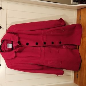 Vintage Old Navy Pink Button Polyester/Wool Peacoat Coat - Medium